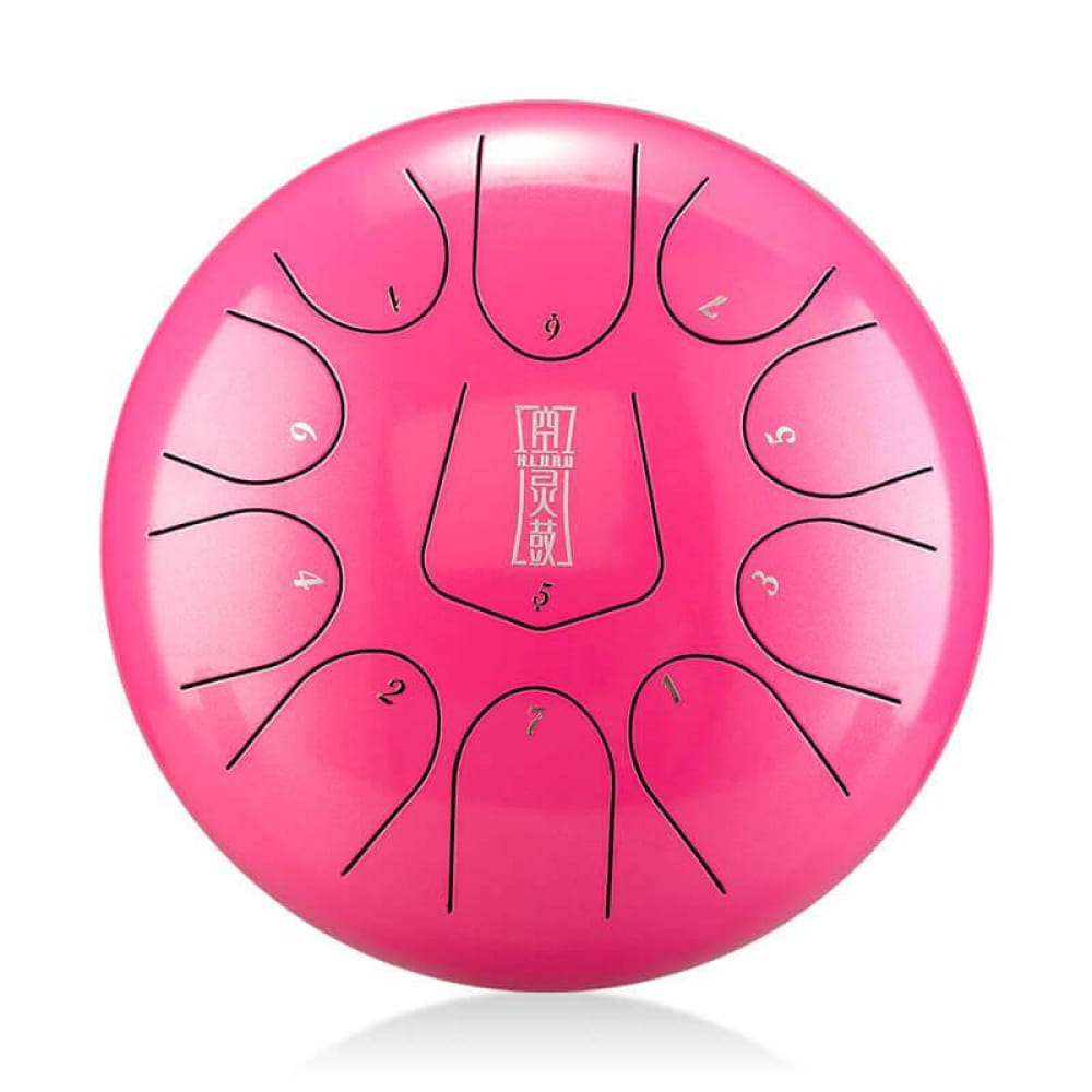 Pink Steel Tongue Drum with Etched Tone Markers - 10 Inch D Key Triangle Style