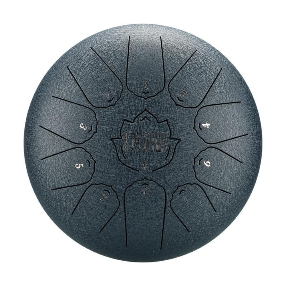 Steel tongue drum with lotus design, 10 inch, 11 notes in C Major