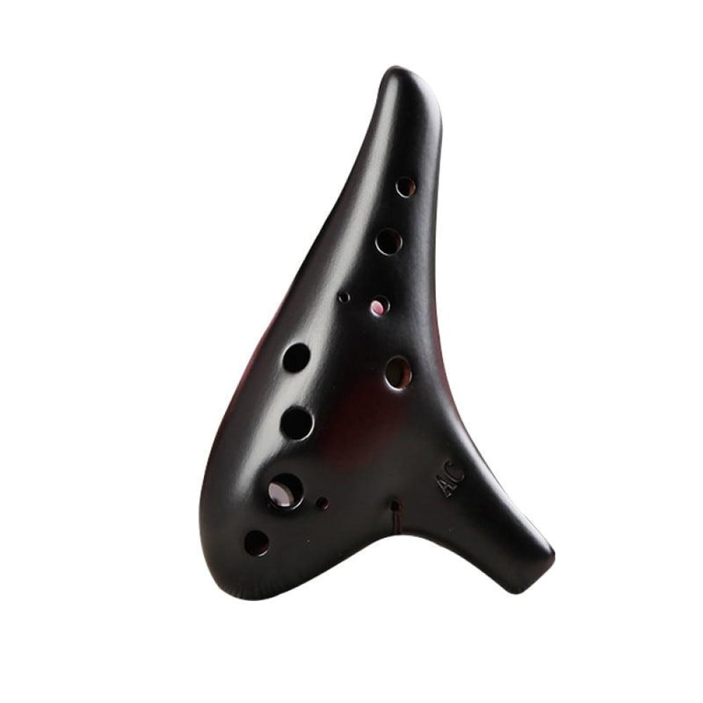 Black ceramic 12-Hole Alto C Ocarina with multiple finger holes musical instrument