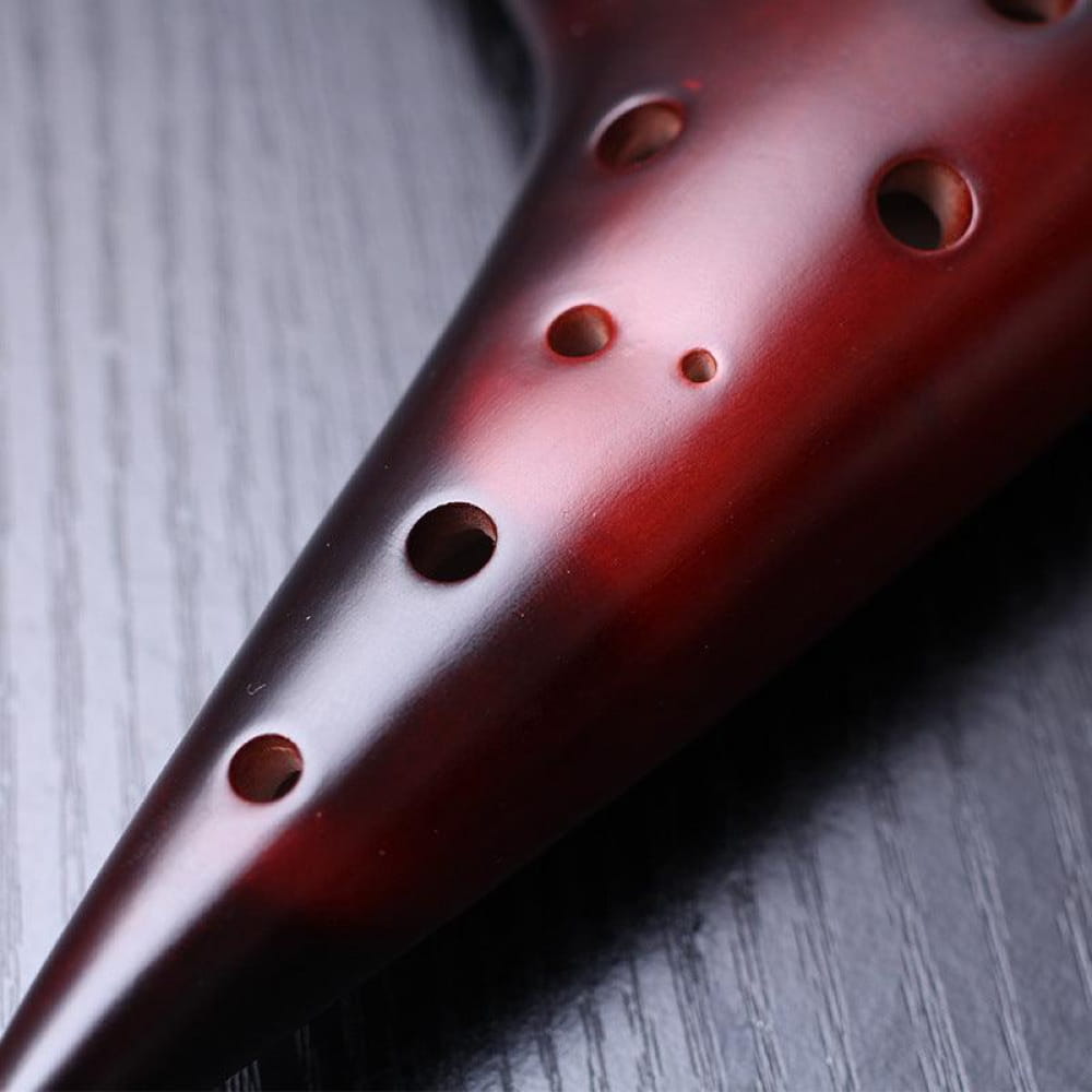 Red 12 Hole Soprano F Tone Ocarina Flute Instrument with finger holes