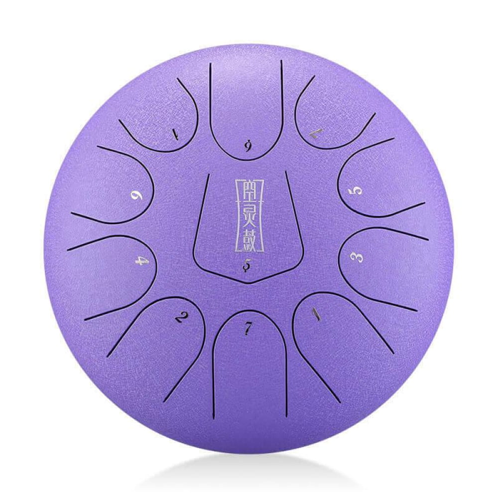 Purple Steel Tongue Drum with Numbered Tone Zones in Circular Pattern - 10-Inch Alloy Style