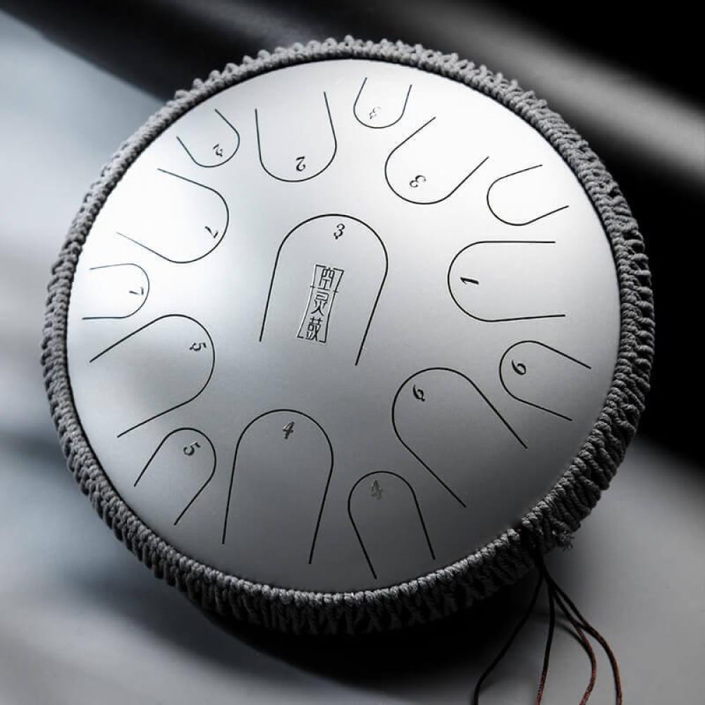 Circular Titanium Steel Tongue Drum with 15-note pads in C & D Major layout