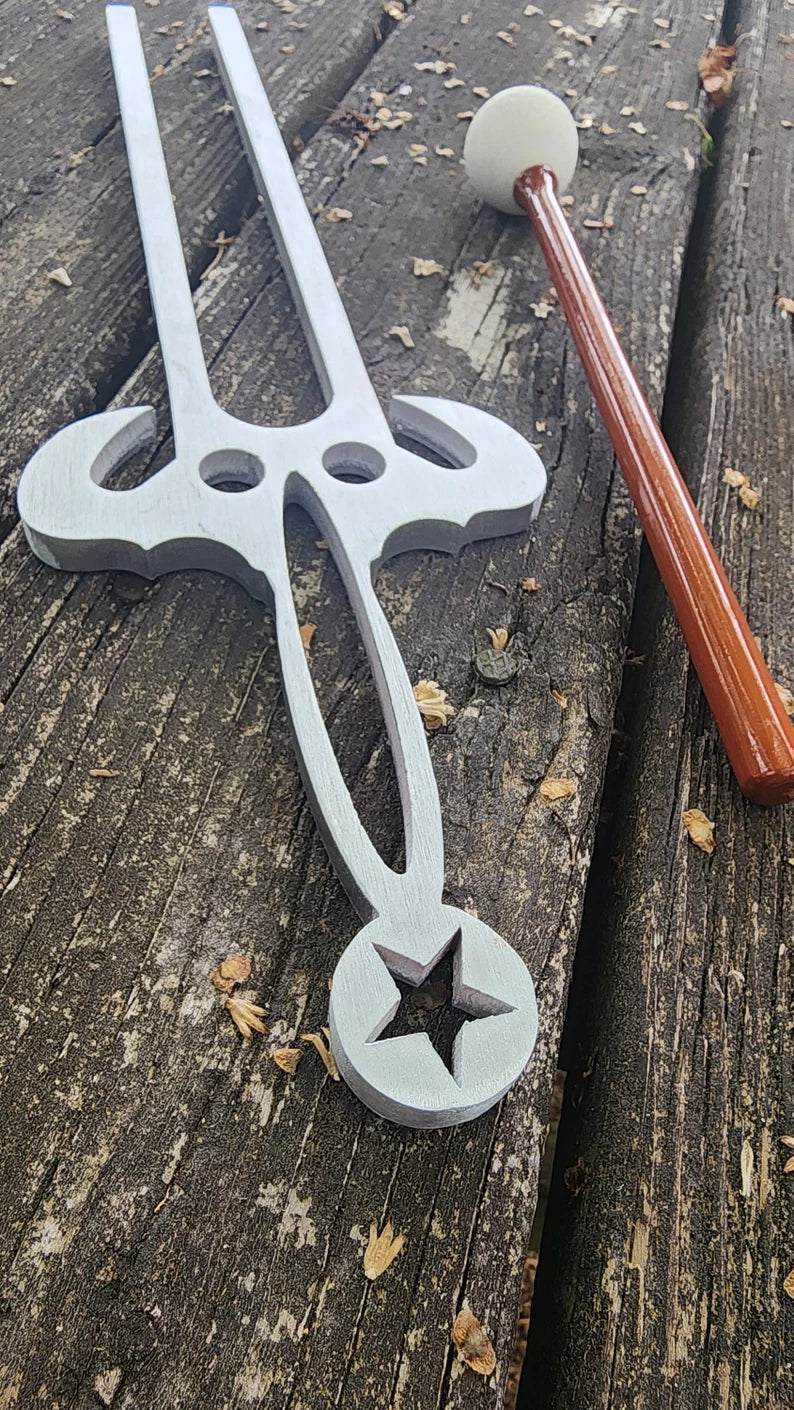 White metal sword with star design in hilt for 16 inch 128Hz Giant Tuning Fork