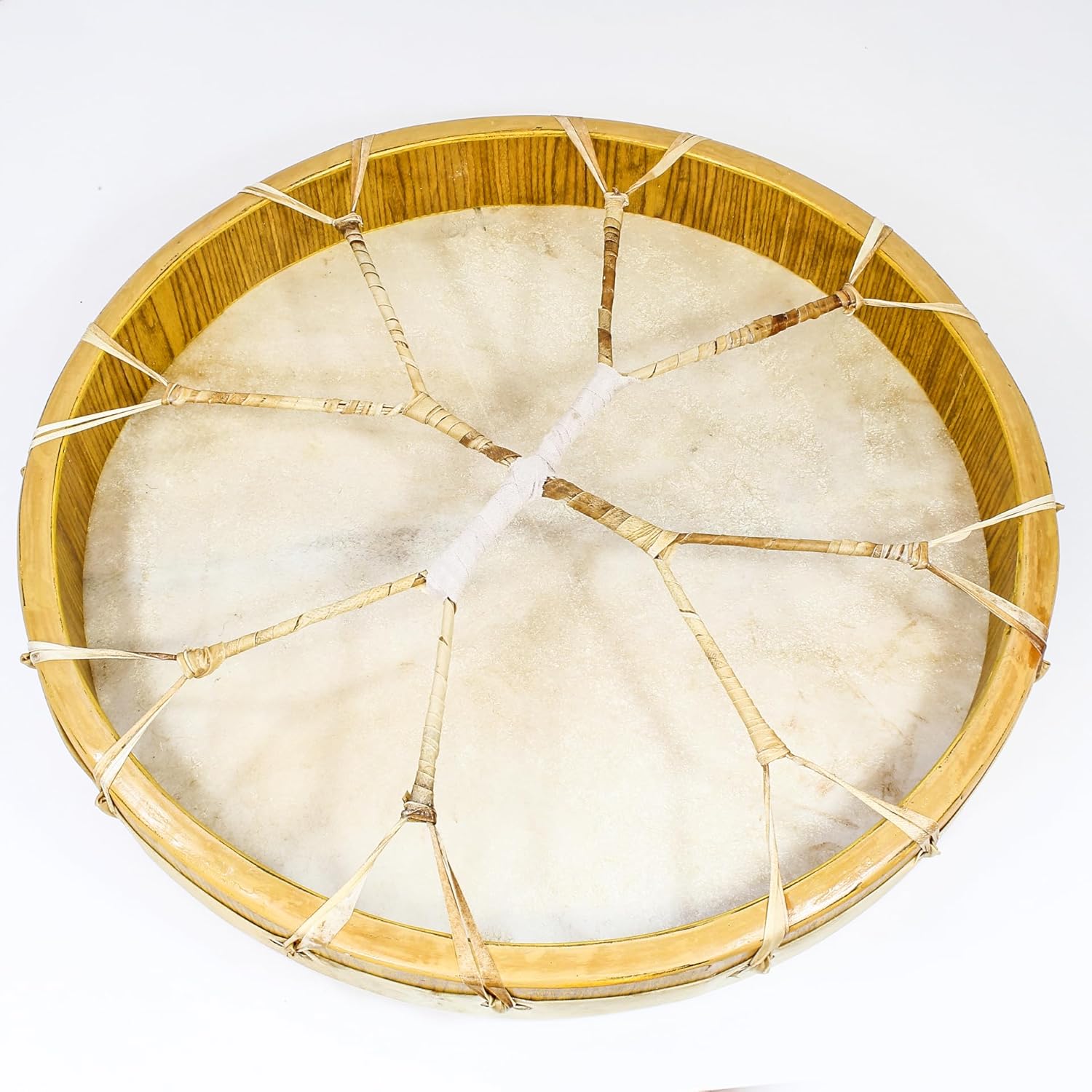 Traditional Native American 16 inch Goat Skin Frame Drum with wooden rim and stretched hide