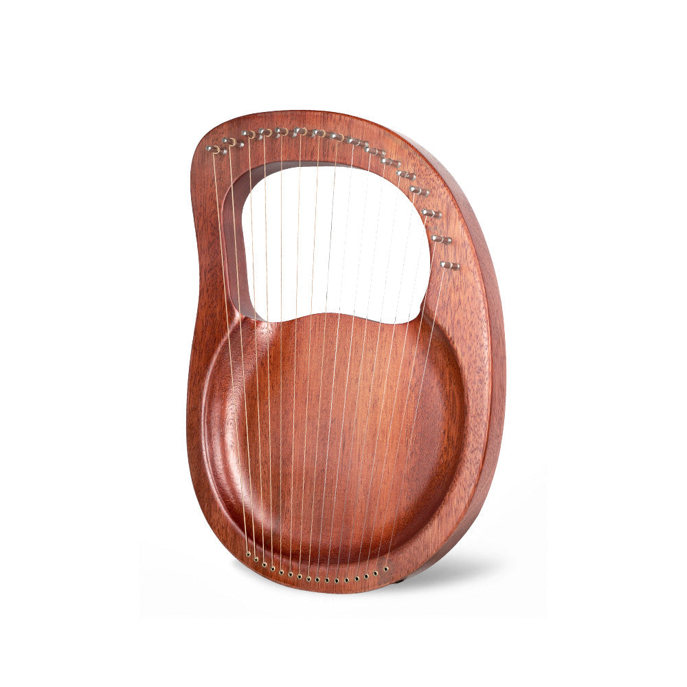 16-String Wooden Lyre Harp Instrument with curved design and vertical strings