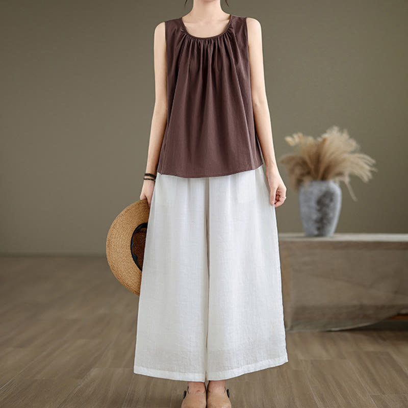 Women's Cotton Linen Vest | Spiritual Boho Meditation Top