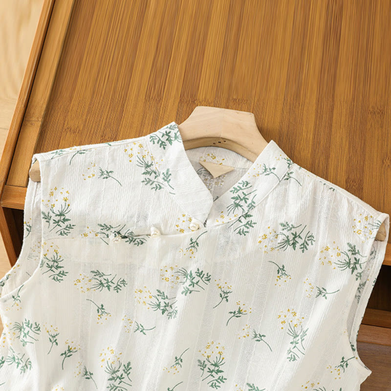Women's Spiritual Cotton Vest with Chinese Frog-Button