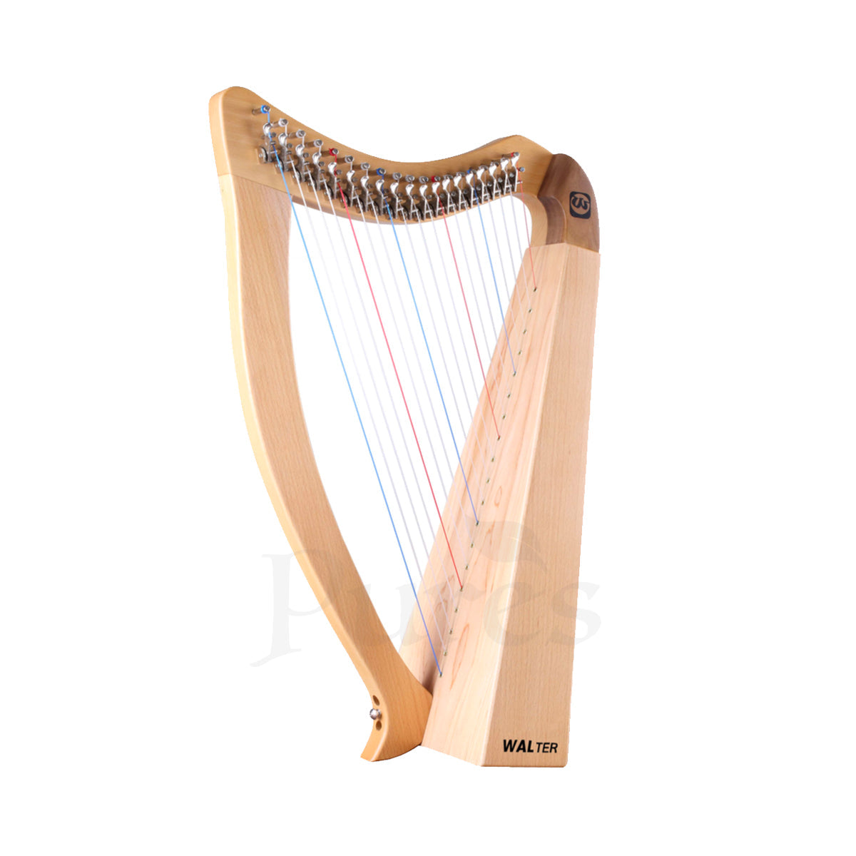 Wooden Celtic-style 19-String Irish Lyre Harp with levers for musicians and enthusiasts