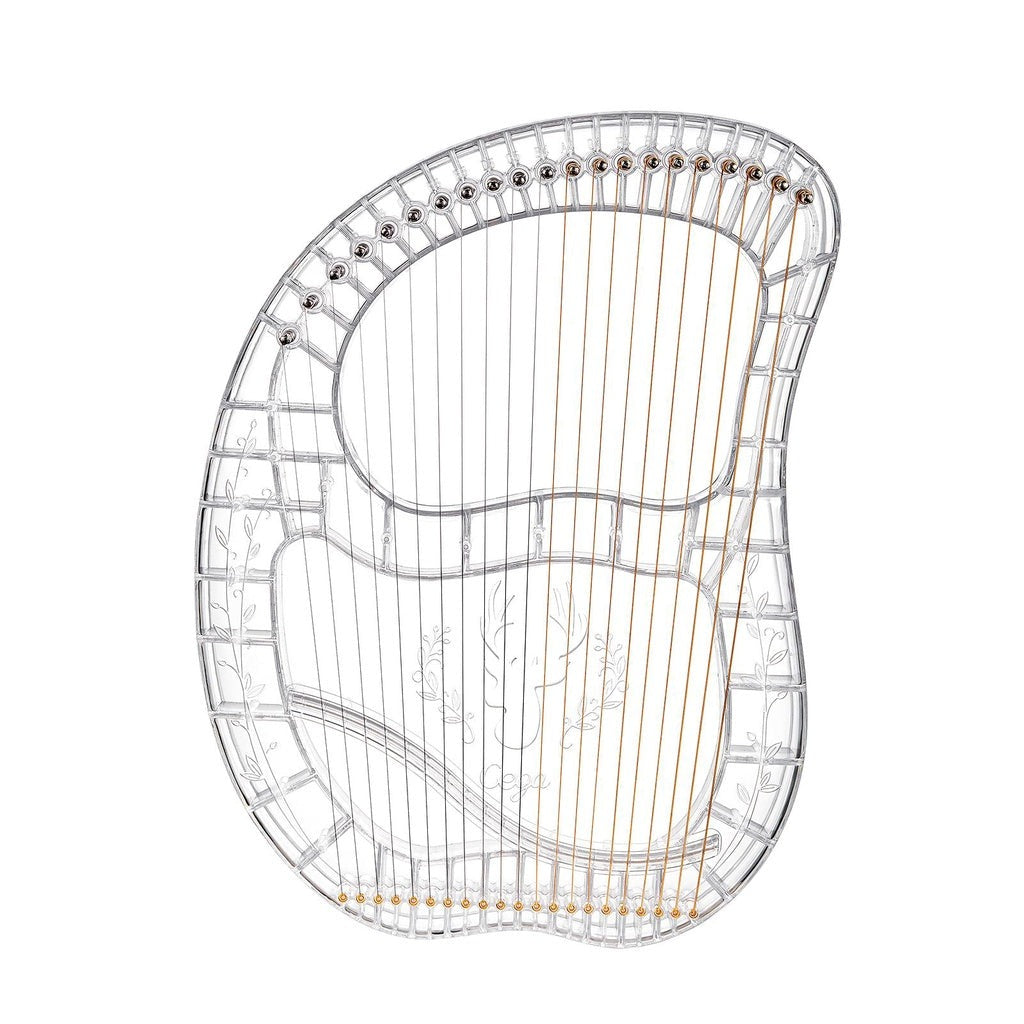 Wire-frame harp with an abstract curved design in the 21-String Crystal Lyre Harp Instrument