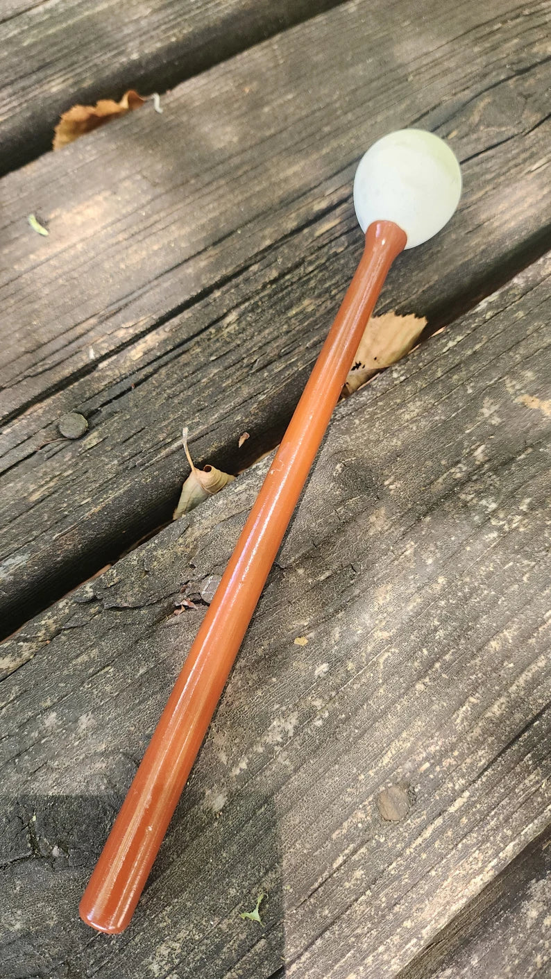 Wooden drumstick with white felt tip for 22 Inch Double Trident Large Tuning Fork