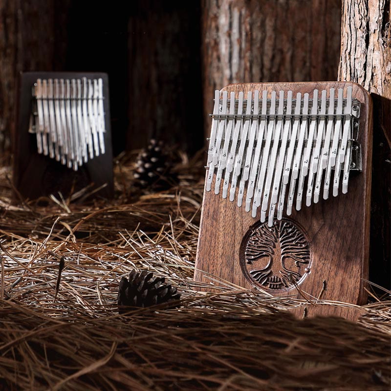34 Key Kalimba with Tree of Life Black Walnut Design