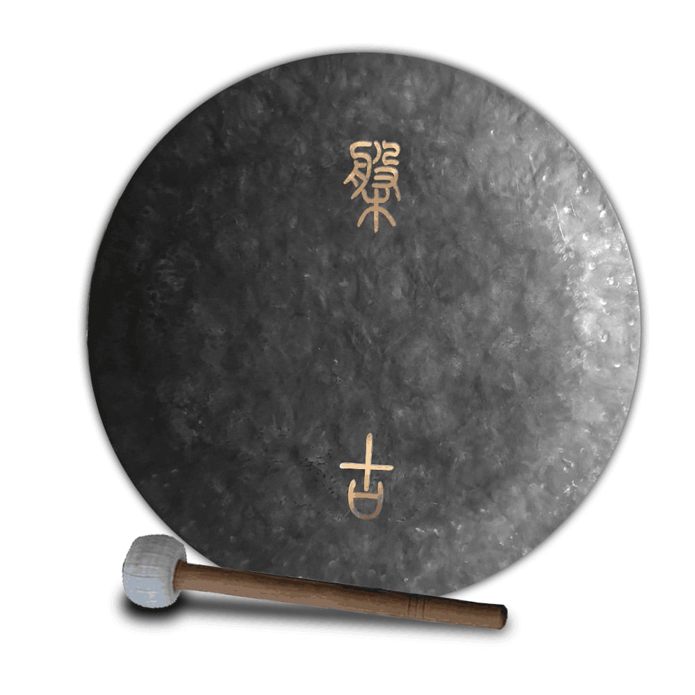 38 Inch Chinese Gong with Characters and Mallet for Meditation Use