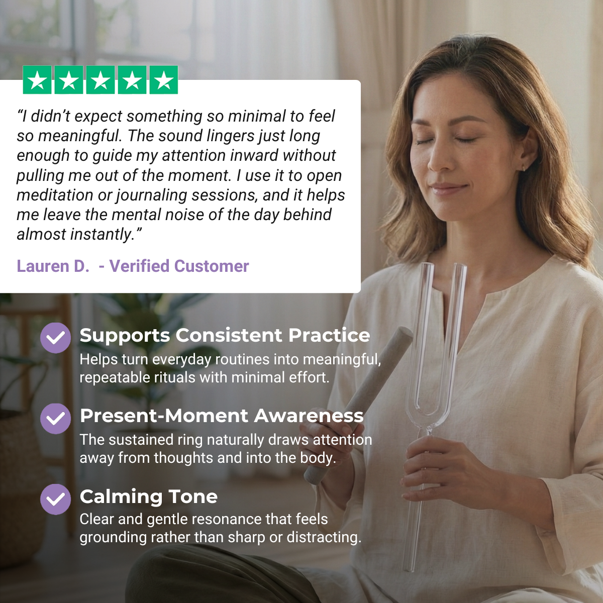 432 Hz Frosted Crystal Tuning Fork Set with Case - 8pc - 10 mm/20 mm