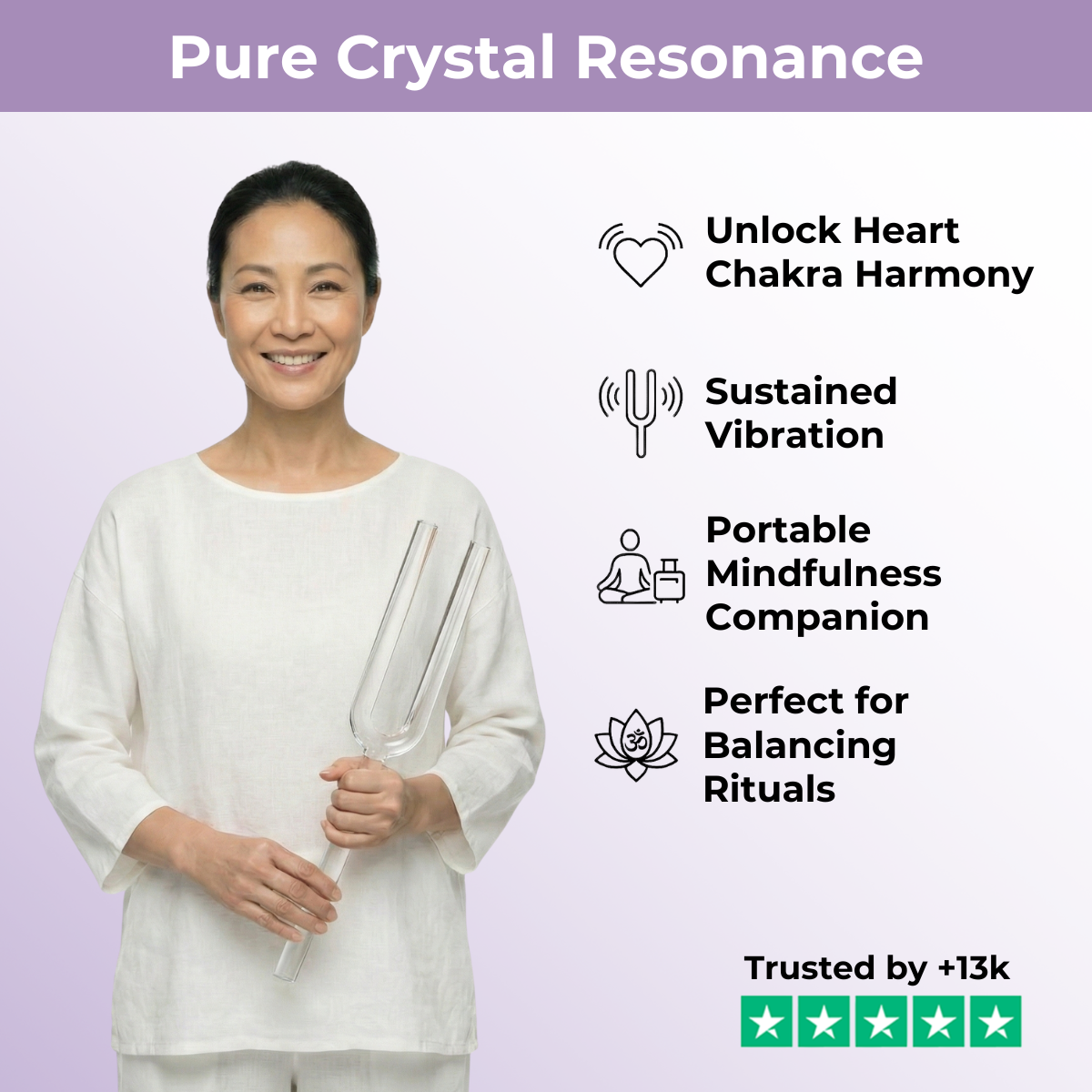 432 Hz Giant Large Crystal Tuning Fork - B Note Crown Chakra