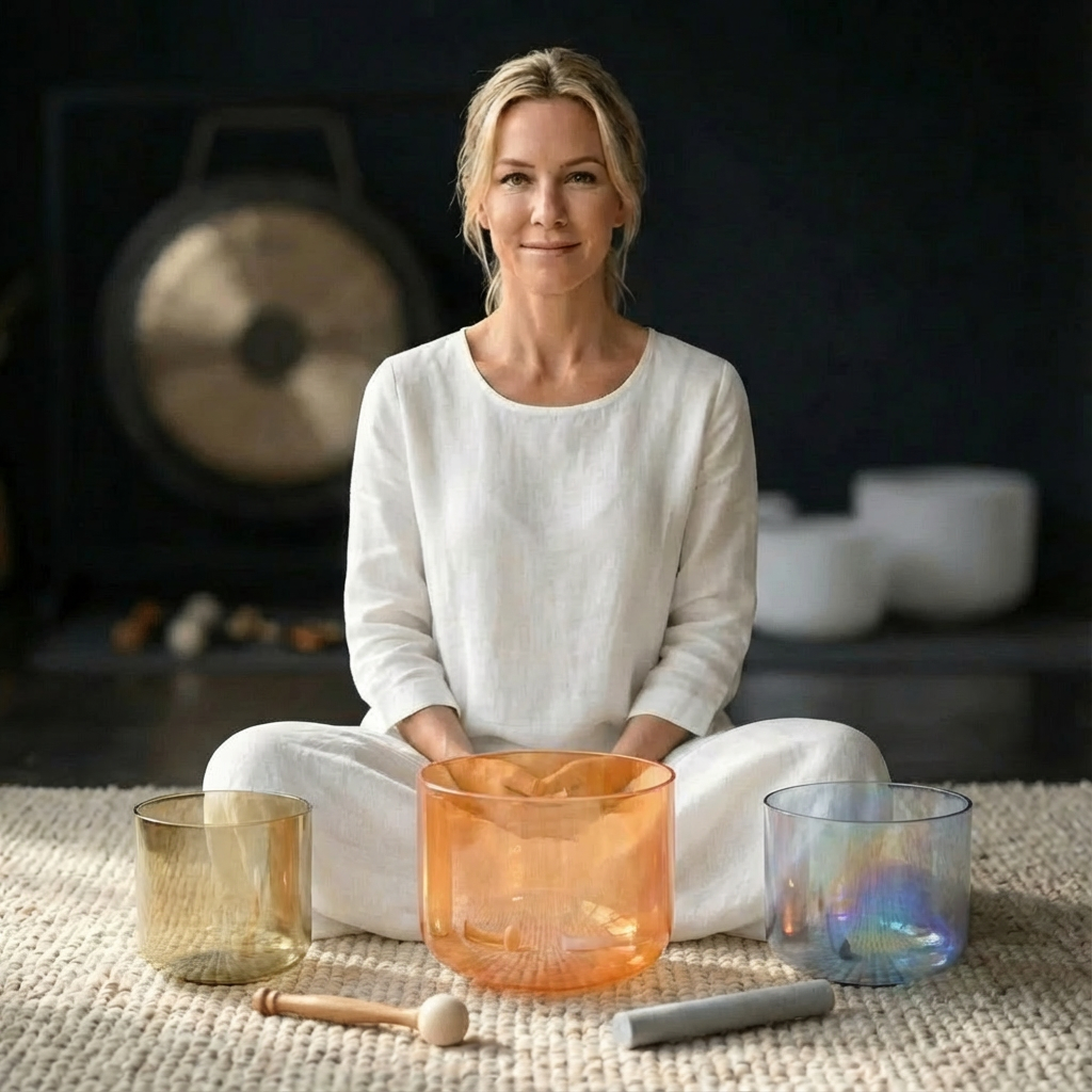 6/7 Inch C D F Alchemy Clear Crystal Singing Bowl Set