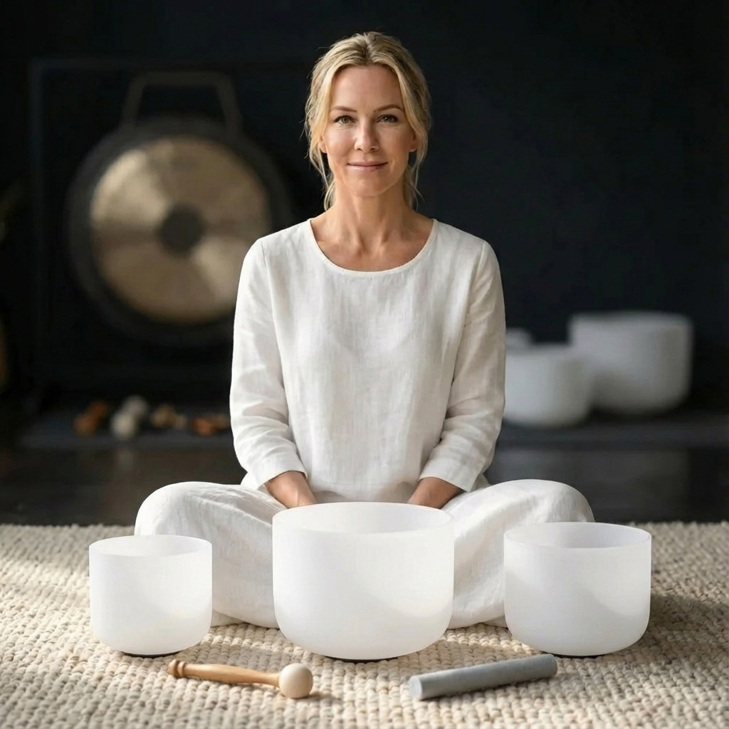 6 8 10 Inch Quartz Crystal Singing Bowl Set for Sound Bath