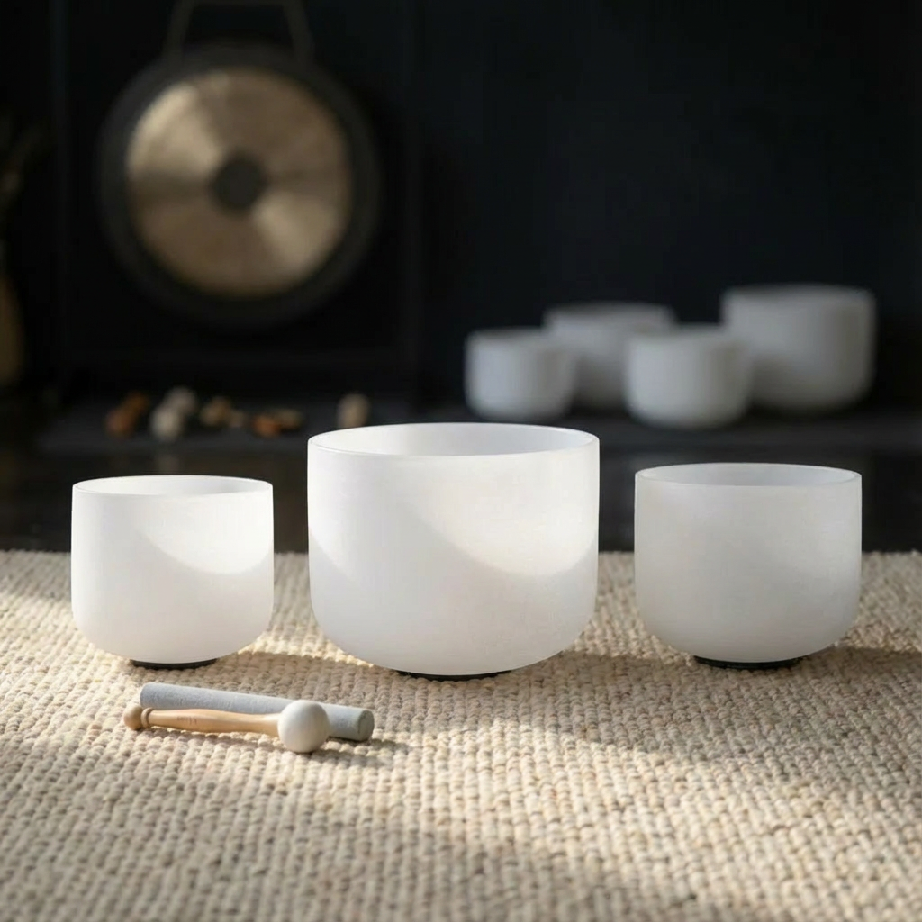 6 8 10 Inch Quartz Crystal Singing Bowl Set for Sound Bath