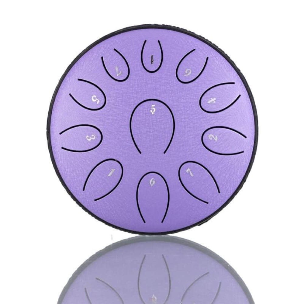 Purple Carbon Steel Tongue Drum with petal-shaped tone slots in circular design