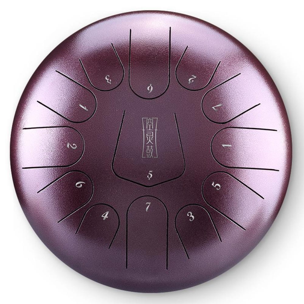 Metallic purple 6-Inch Steel Tongue Drum with numbered tone markings for beginners
