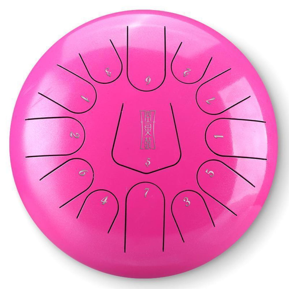 Pink Steel Tongue Drum with radial note patterns, perfect for beginners and kids