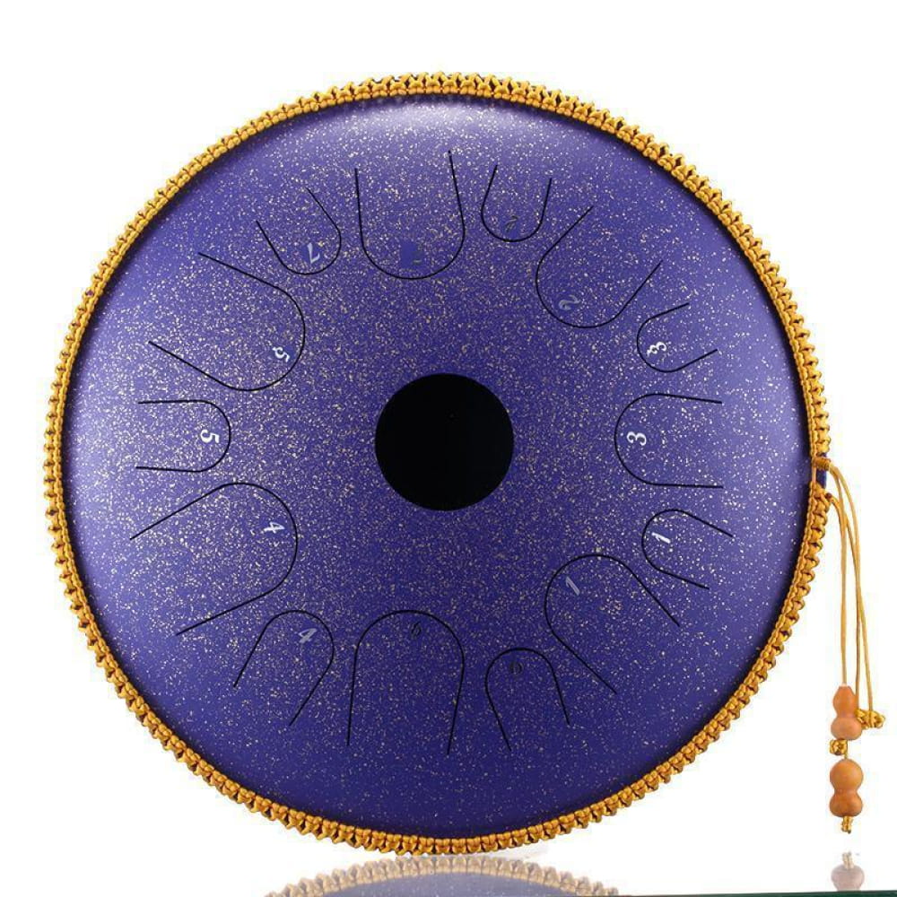 Purple Steel Tongue Drum with Gold Trim and Tassel for Beginners and Kids