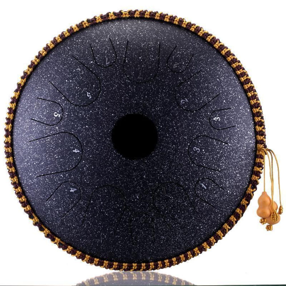 Black cushion with gold zipper trim and tassels for 6-Inch Steel Tongue Drum