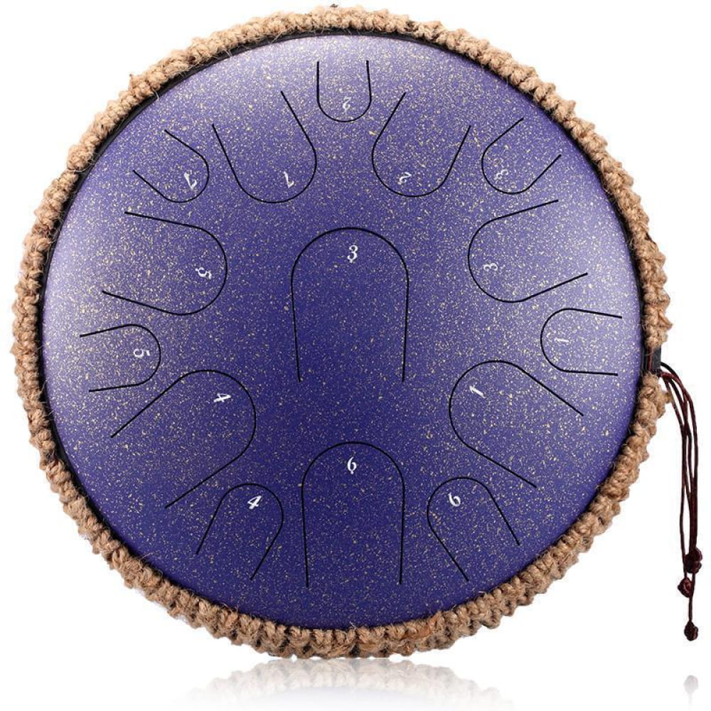 Purple Steel Tongue Drum with Numbered Tone Fields and Furry Edge Trim for Beginners