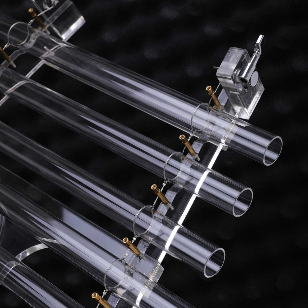 Clear glass tubes with metal brackets for 8-Note Quartz Crystal Singing Harp