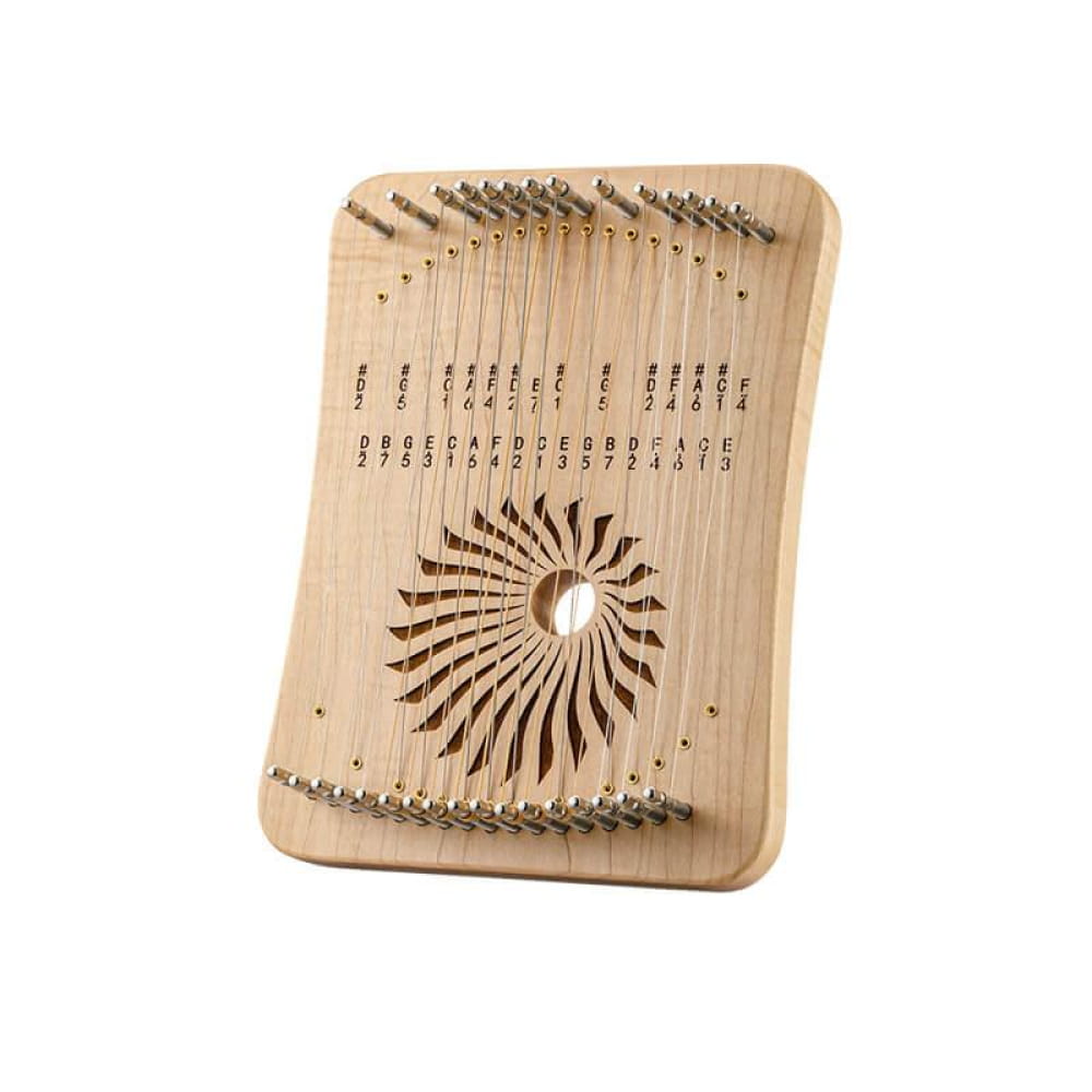 Wooden kalimba thumb piano with decorative sun pattern for Adjustable Lyre Harp C Tone