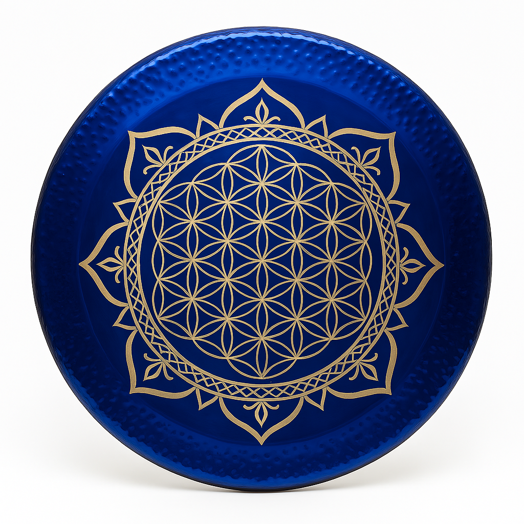 Blue Flower of Life Gong Instrument for Sound Relaxation
