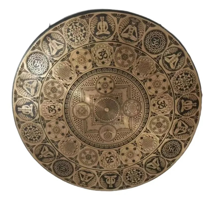 Ornate Bronze Therapy Gong with intricate geometric and floral patterns