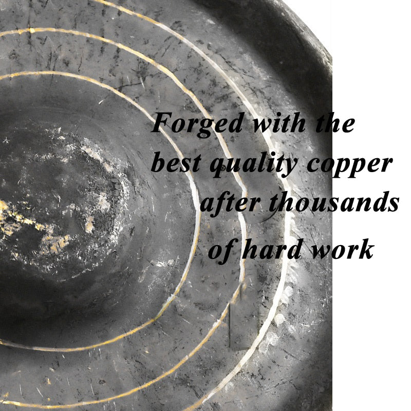 Circular copper pan with concentric rings for Chinese Bao Gong meditation instrument