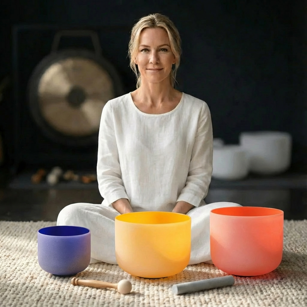 Colorful Quartz Crystal Singing Bowl Set 8", 10", 12"