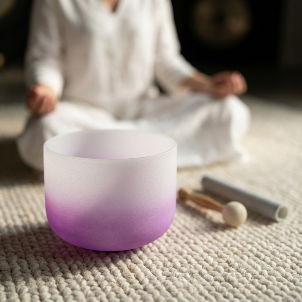 Crystal Singing Bowl - Crown Chakra B Note Meditation Bowl
