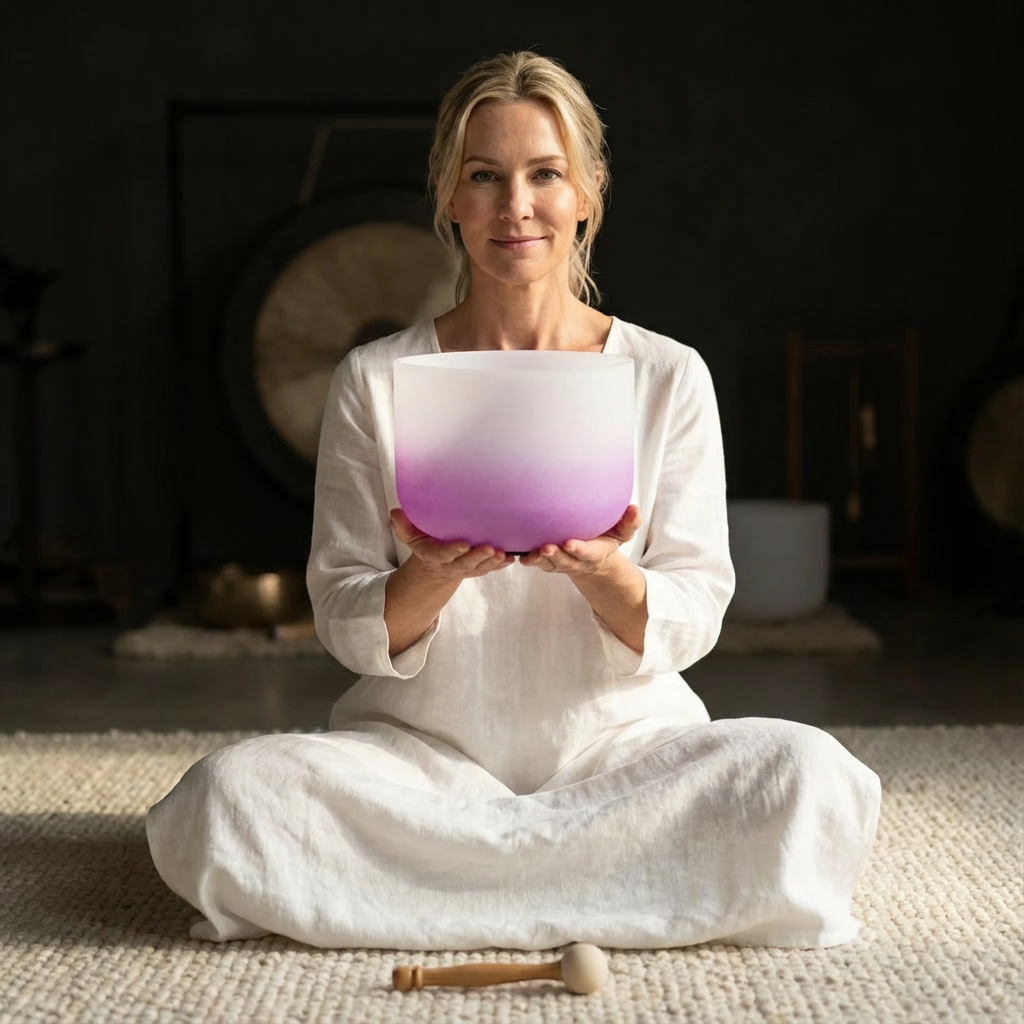 Crystal Singing Bowl - Crown Chakra B Note Meditation Bowl