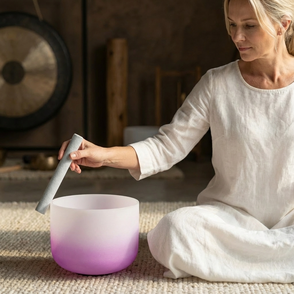 Crystal Singing Bowl - Crown Chakra B Note Meditation Bowl