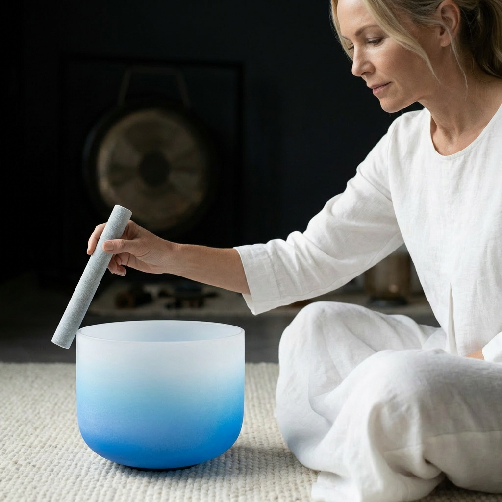 Crystal Singing Bowl - Throat Chakra G Note Meditation Bowl