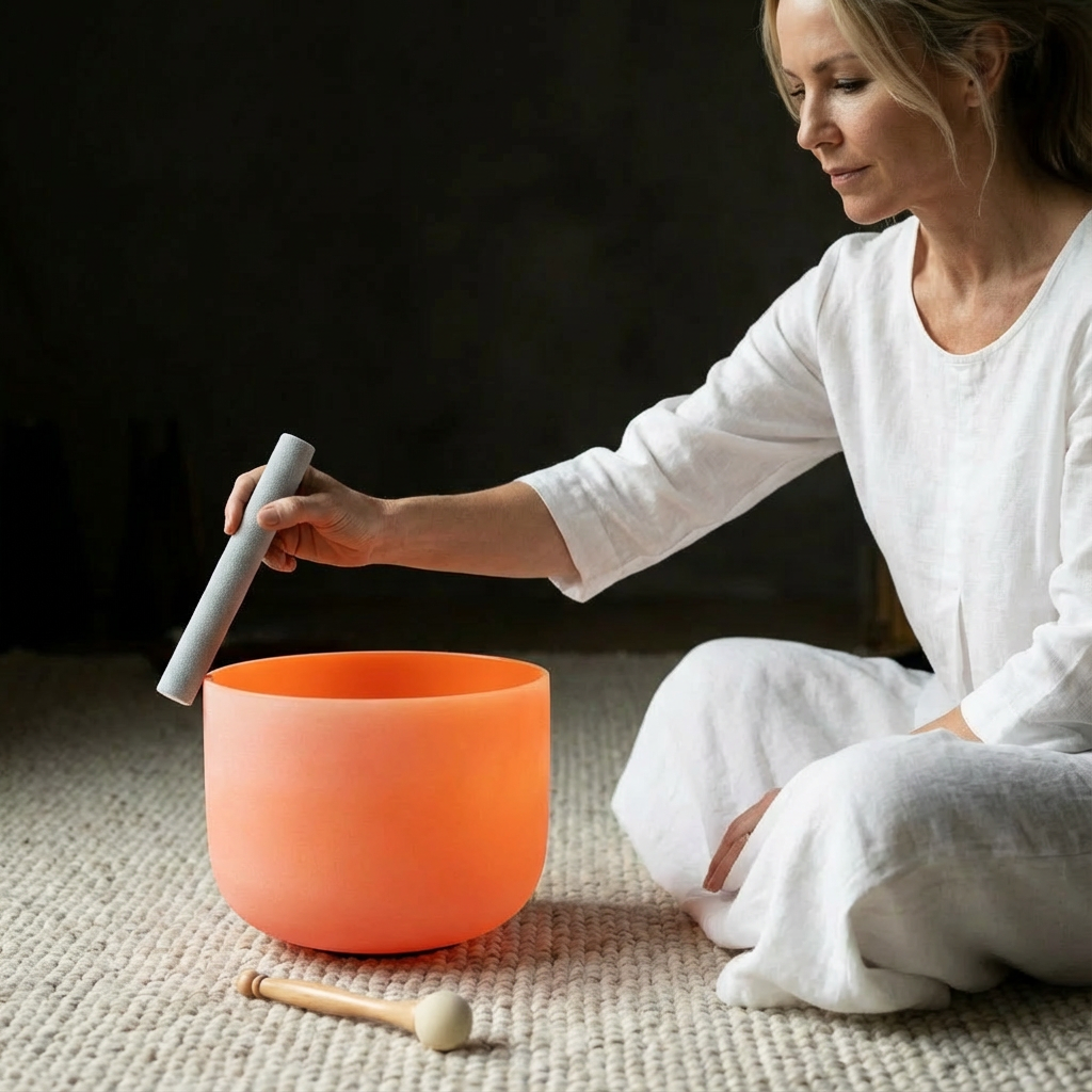 Orange D Note Navel Chakra Crystal Singing Bowl