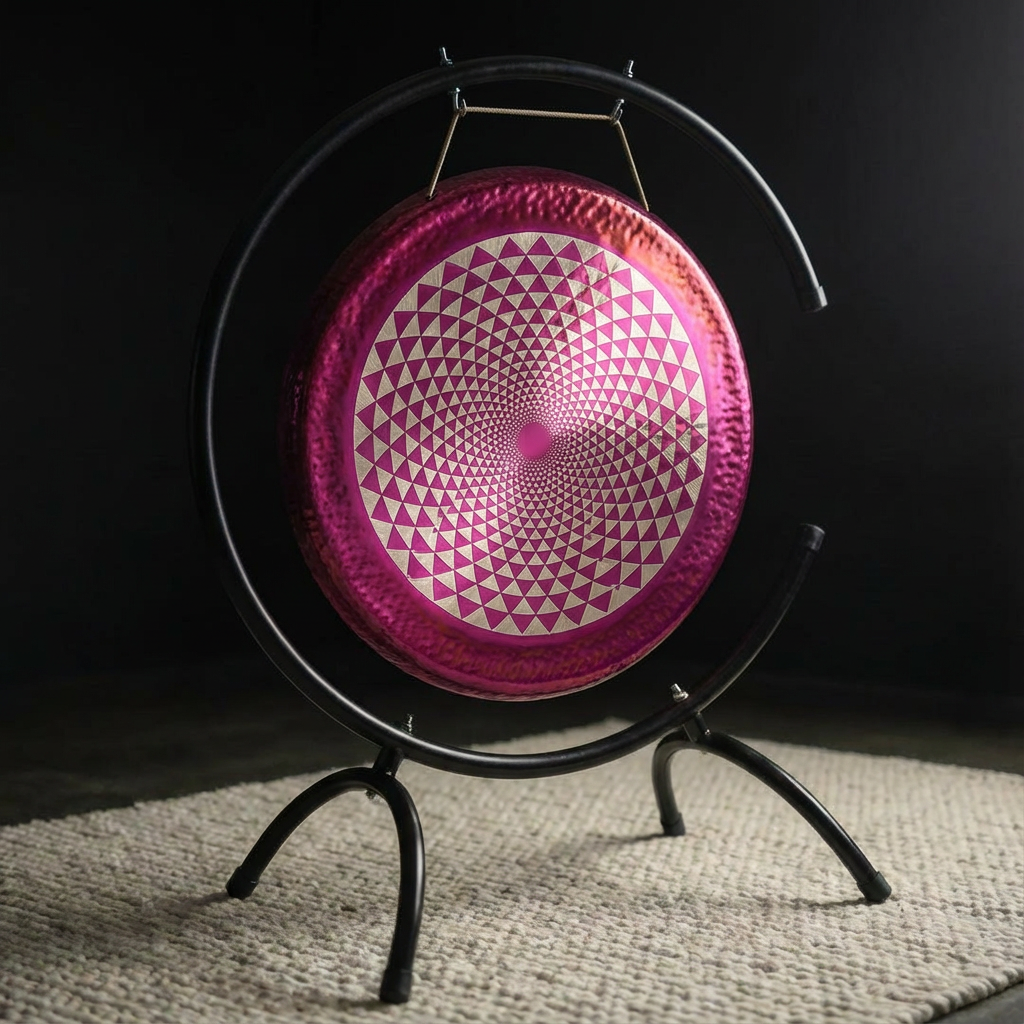Pink Sacred Geometry Lotus Gong Instrument
