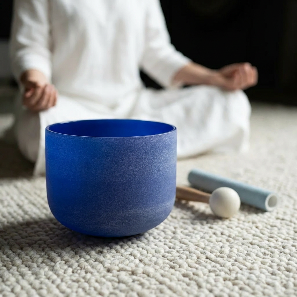Third-Eye Chakra Crystal Singing Bowl - A Note Sound - Indigo