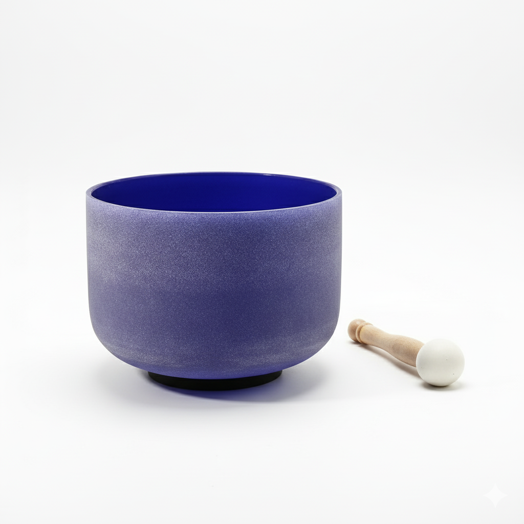 Third-Eye Chakra Crystal Singing Bowl - A Note Sound - Indigo