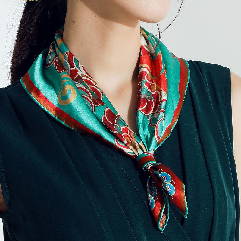 100% Mulberry Silk Dunhuang Scarf | Spiritual Shawl 90x90cm