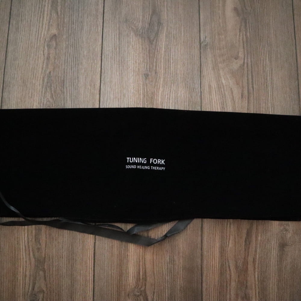 Black fabric case for 10/12 inch Tuning Fork with white labeling text