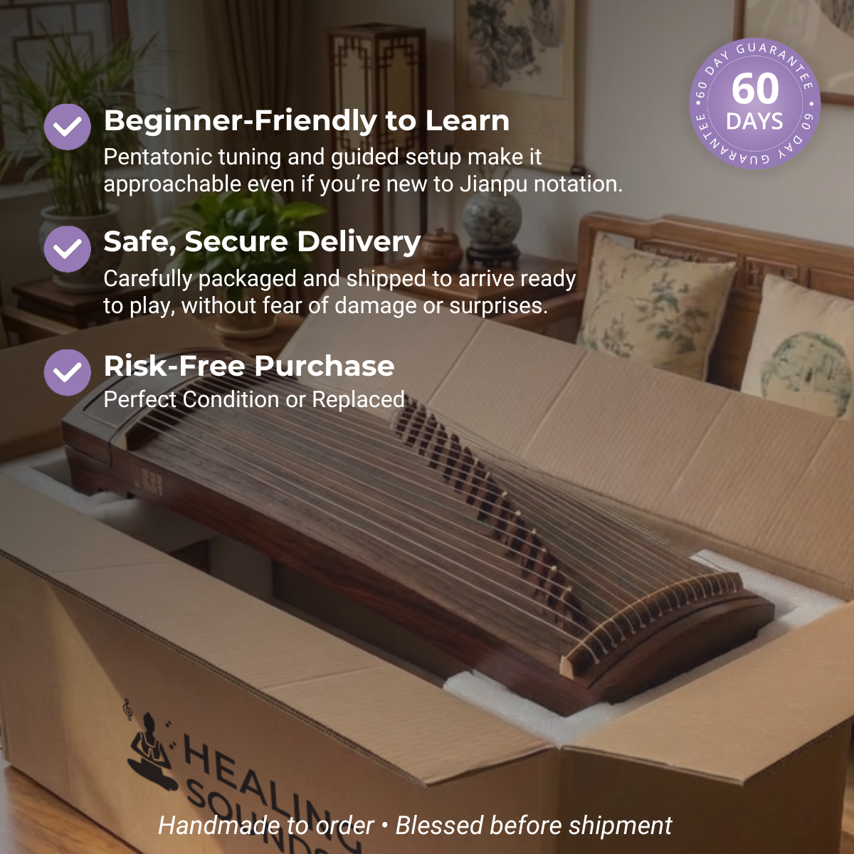 100 cm Guzheng Paulownia 21 Strings Chinese Zither 古筝