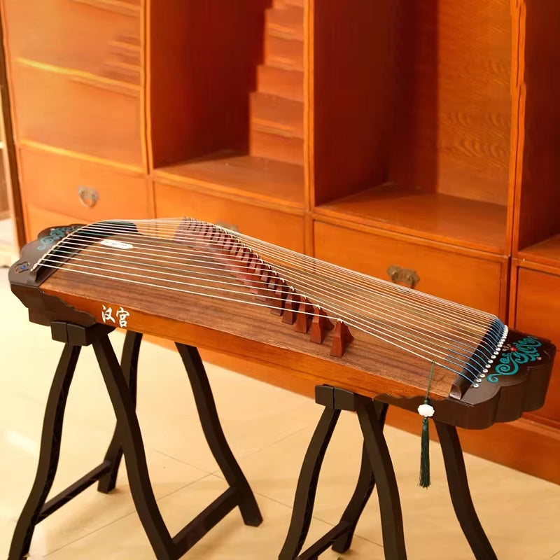 Traditional Chinese Guzheng Zither with 21 strings in Paulownia wood, 100 cm size