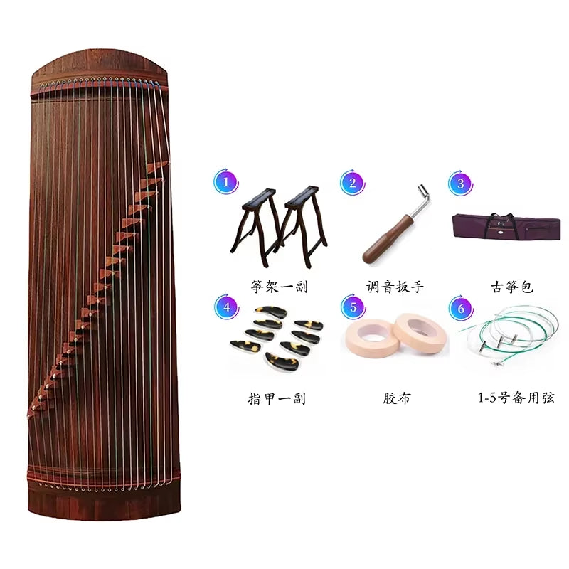 Traditional Chinese Guzheng Zither with 21 strings made of Paulownia wood