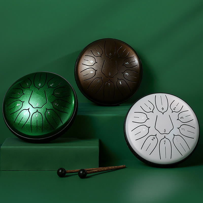 11 Note Steel Tongue Drum 6 Inch Meditation Lotus Kit