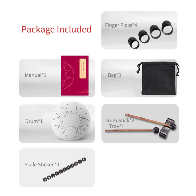 11 Note Steel Tongue Drum 6 Inch Meditation Lotus Kit