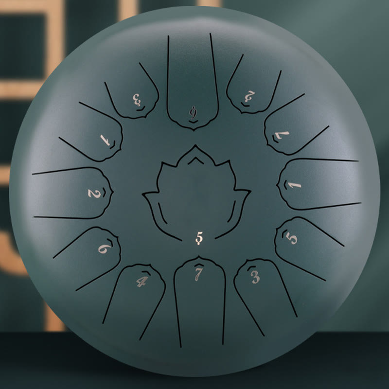 12-Inch Steel Tongue Drum Lotus Pattern for Meditation