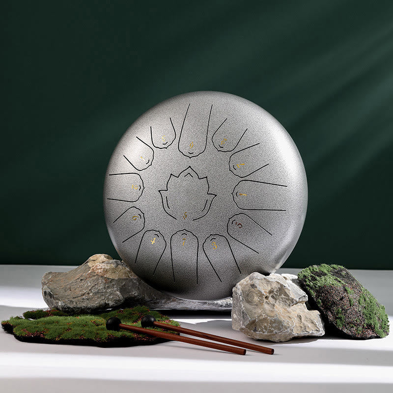 12-Inch Steel Tongue Drum Lotus Pattern for Meditation